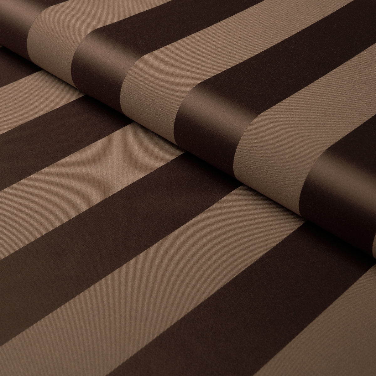 Roosevelt Awning Stripe fabric in brown color - pattern number 85743 - by Schumacher in the Mark D. Sikes collection