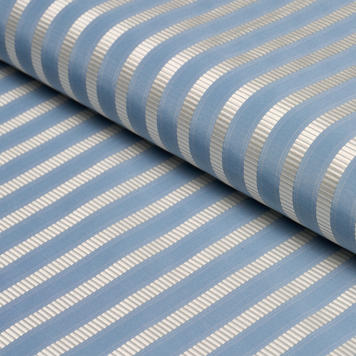 Lincoln Small Stripe fabric in blue color - pattern number 85760 - by Schumacher in the Mark D. Sikes collection