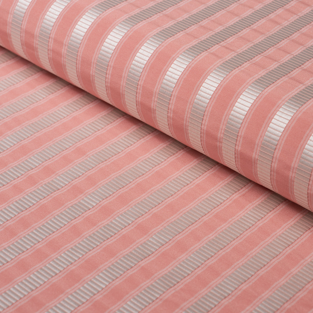 Lincoln Small Stripe fabric in pink color - pattern number 85766 - by Schumacher in the Mark D. Sikes collection