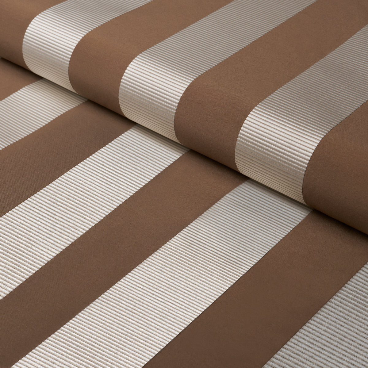 Madison Wide Stripe fabric in brown color - pattern number 85773 - by Schumacher in the Mark D. Sikes collection