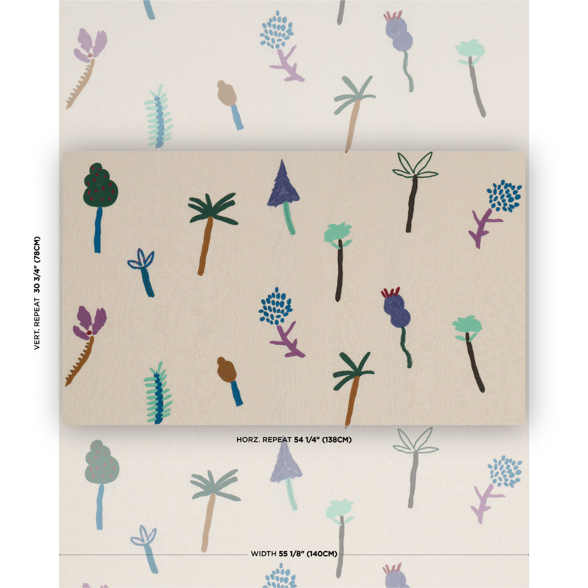 Tropical Trees fabric in multi color - pattern number 85850 - by Schumacher in the Caroline Z Hurley collection