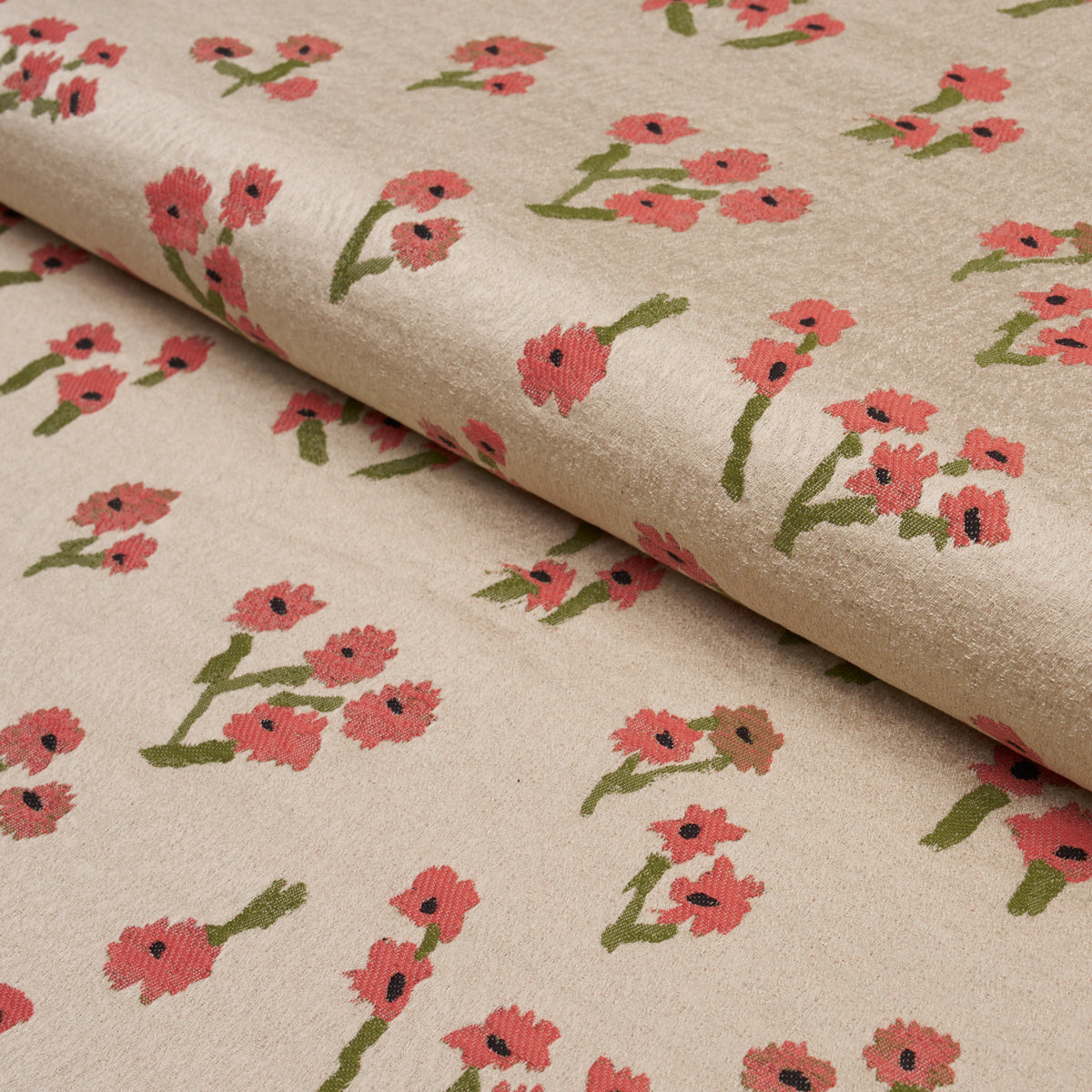 Rosie Posy Woven fabric in red color - pattern number 85890 - by Schumacher in the Caroline Z Hurley collection