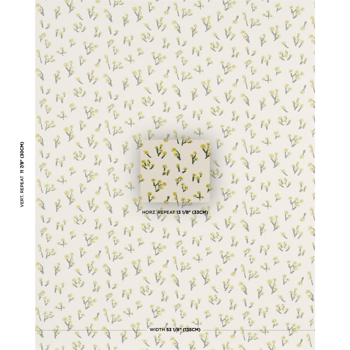 Rosie Posy fabric in yellow color - pattern number 85900 - by Schumacher in the Caroline Z Hurley collection