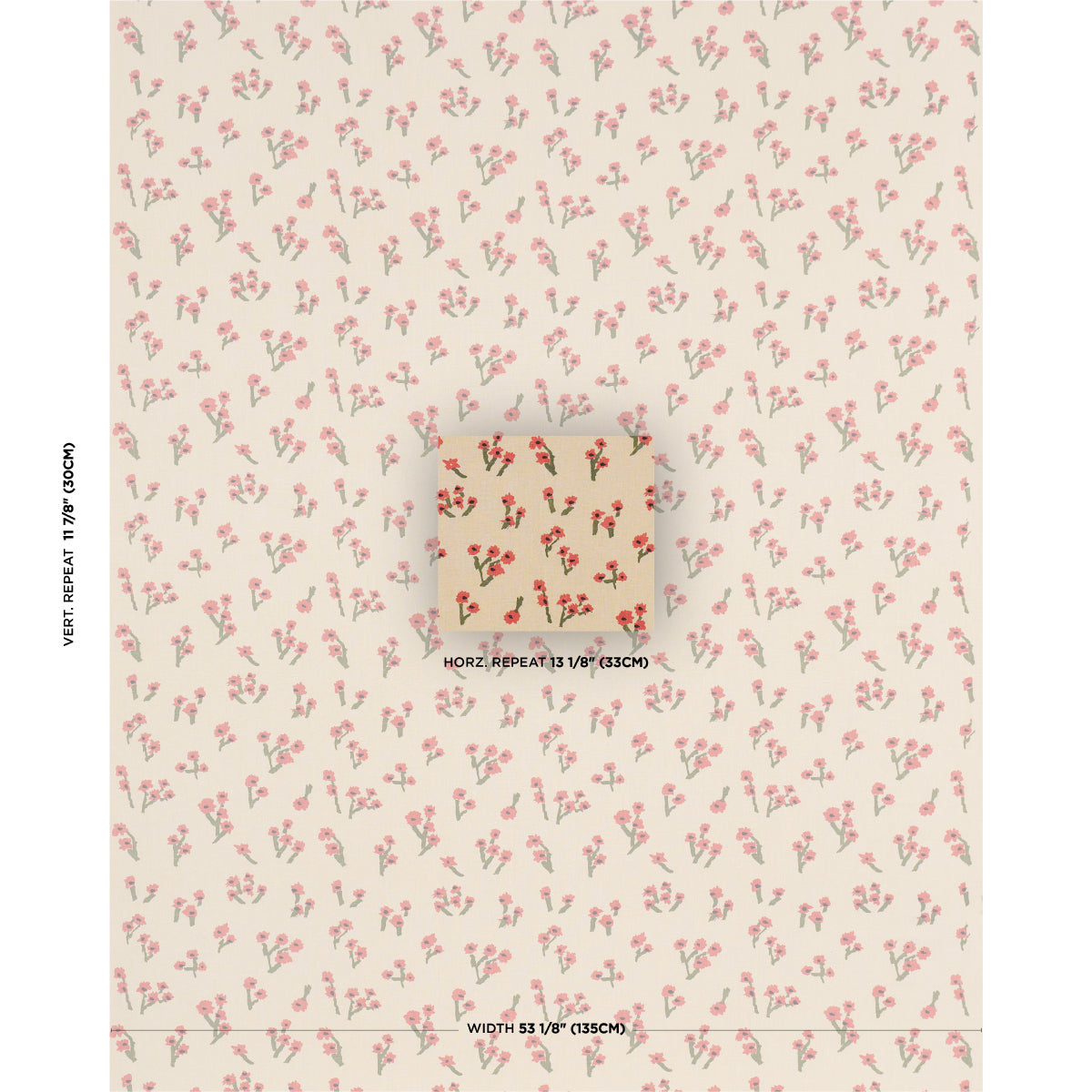 Rosie Posy fabric in red color - pattern number 85901 - by Schumacher in the Caroline Z Hurley collection