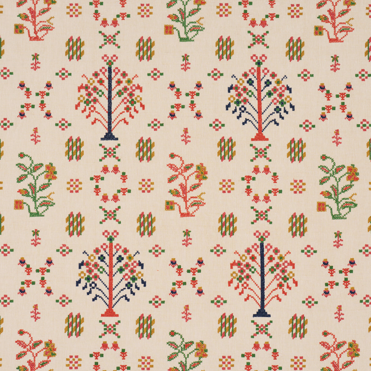Fairview Cross Stitch Embroidery fabric in multi color - pattern number 85980 - by Schumacher in the Prairie collection