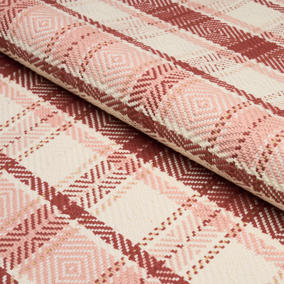 Heidi Plaid fabric in cranberry color - pattern number 85991 - by Schumacher in the Prairie collection
