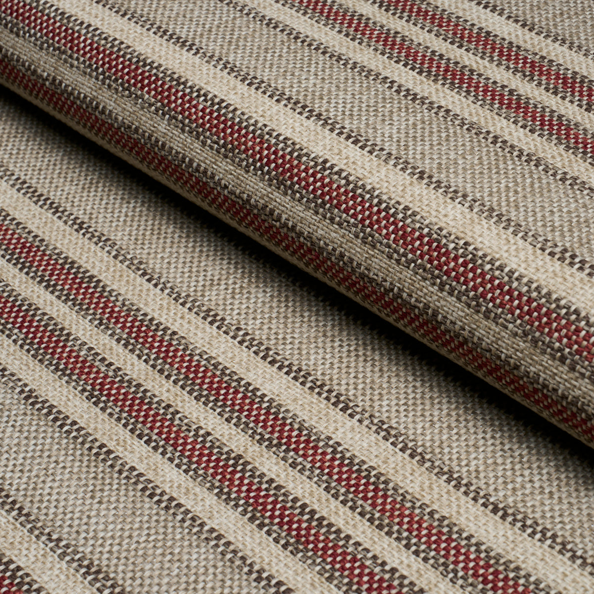 Even Keel Outdoor Stripe fabric in rust color - pattern number 86031 - by Schumacher in the Perennial Favorites collection