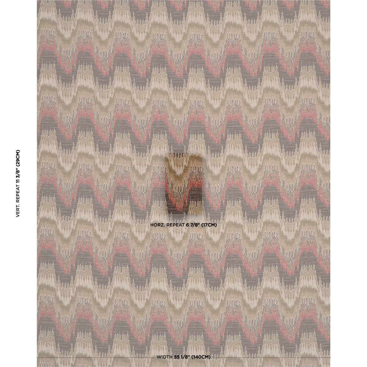 Elio Flamestitch fabric in ruby color - pattern number 86130 - by Schumacher in the Acquerello collection