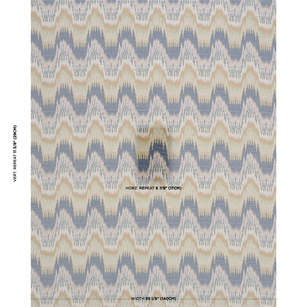 Elio Flamestitch fabric in indigo color - pattern number 86131 - by Schumacher in the Acquerello collection