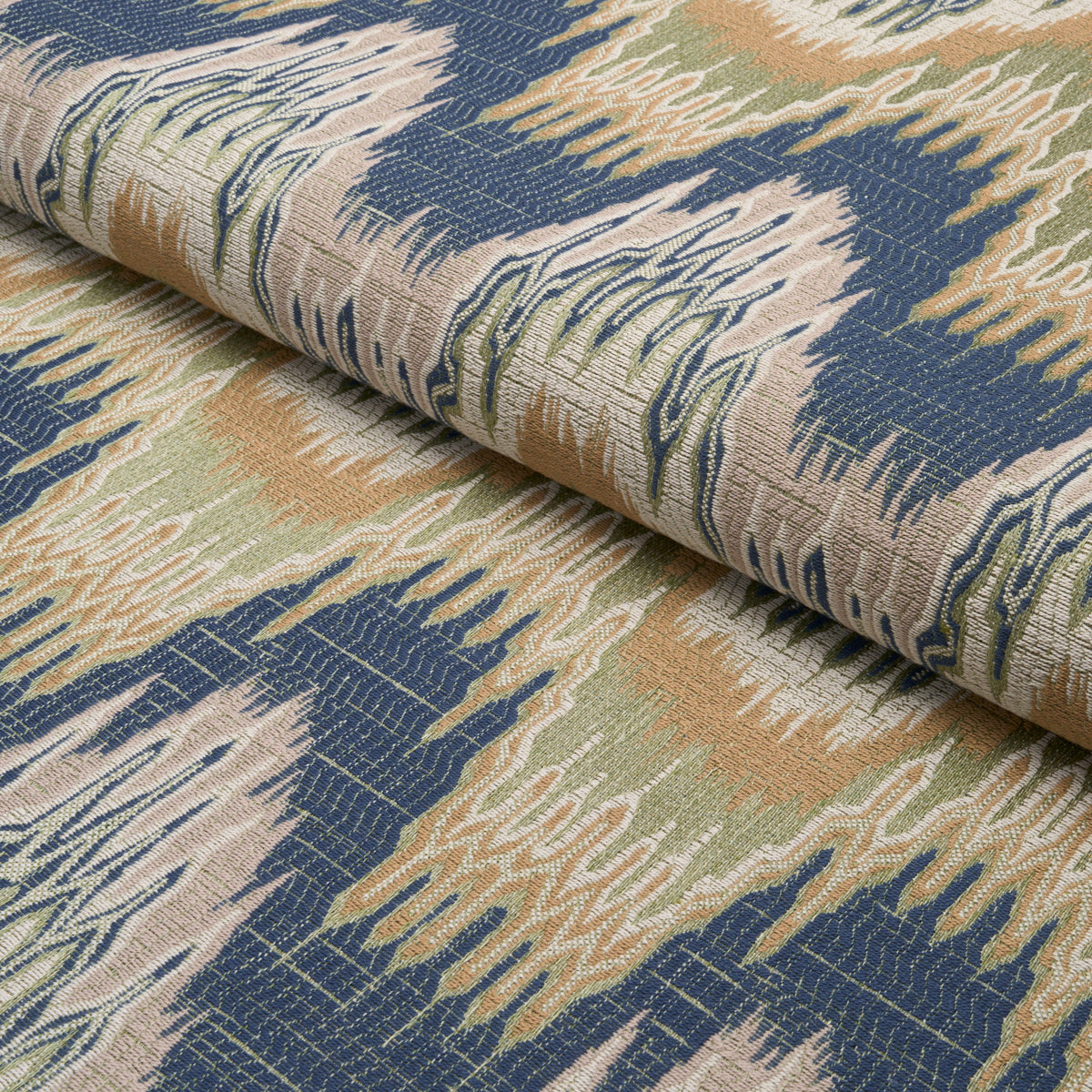 Elio Flamestitch fabric in indigo color - pattern number 86131 - by Schumacher in the Acquerello collection