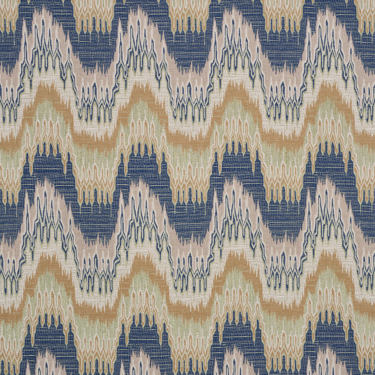 Elio Flamestitch fabric in indigo color - pattern number 86131 - by Schumacher in the Acquerello collection