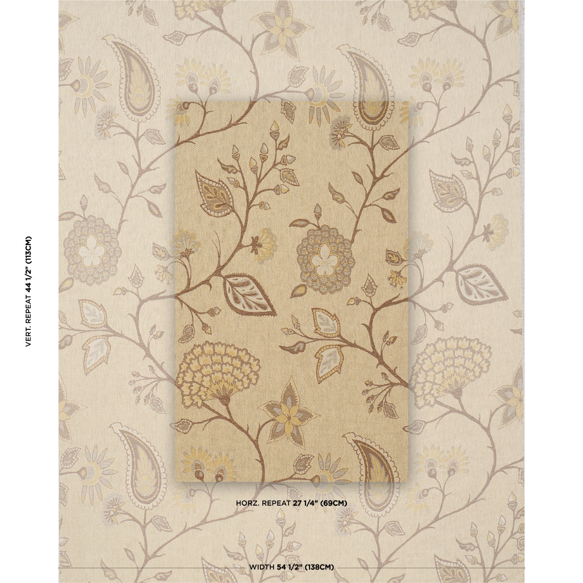 Fiammetta Jacquard fabric in oro color - pattern number 86150 - by Schumacher in the Acquerello collection