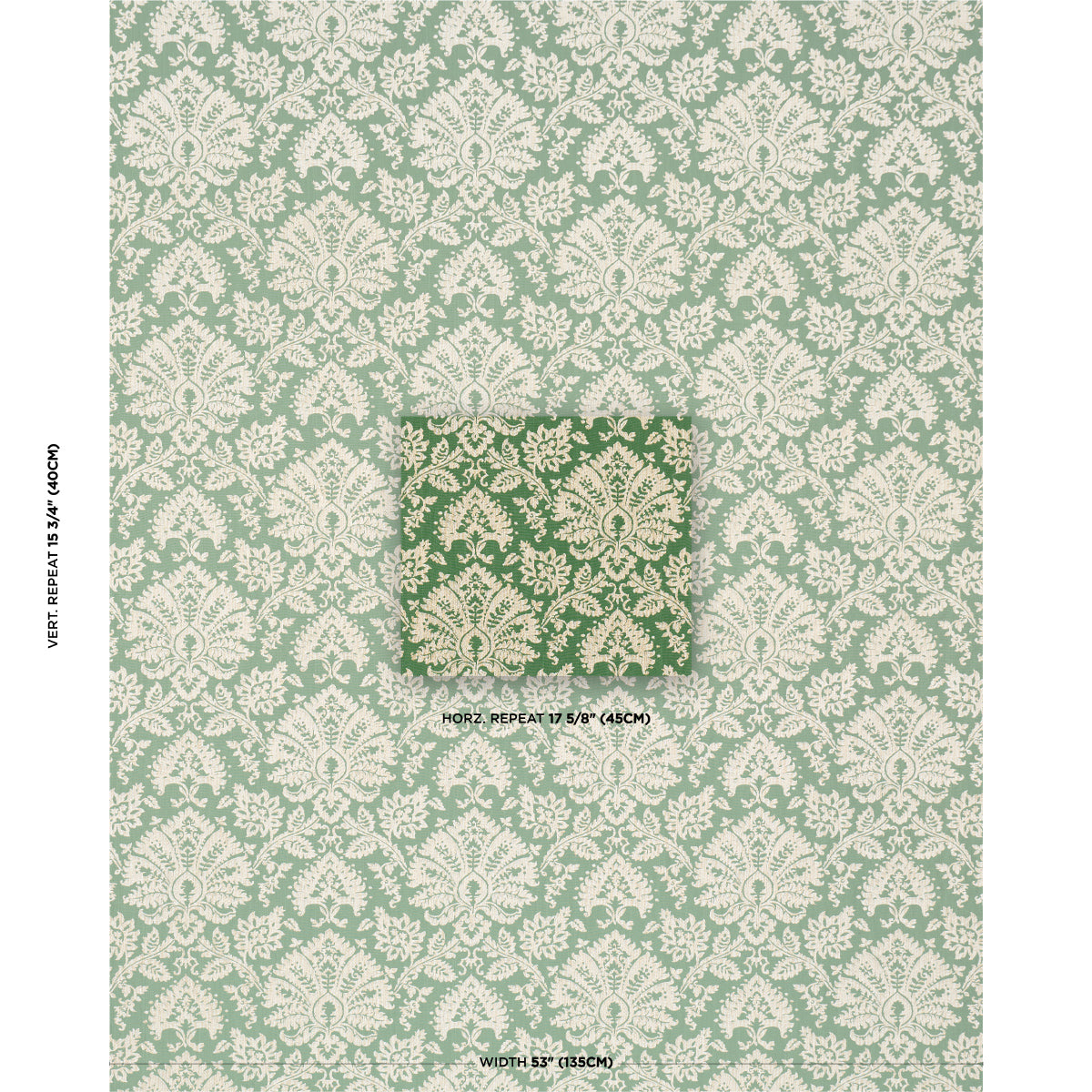 Gianna Embroidery fabric in emerald color - pattern number 86160 - by Schumacher in the Acquerello collection