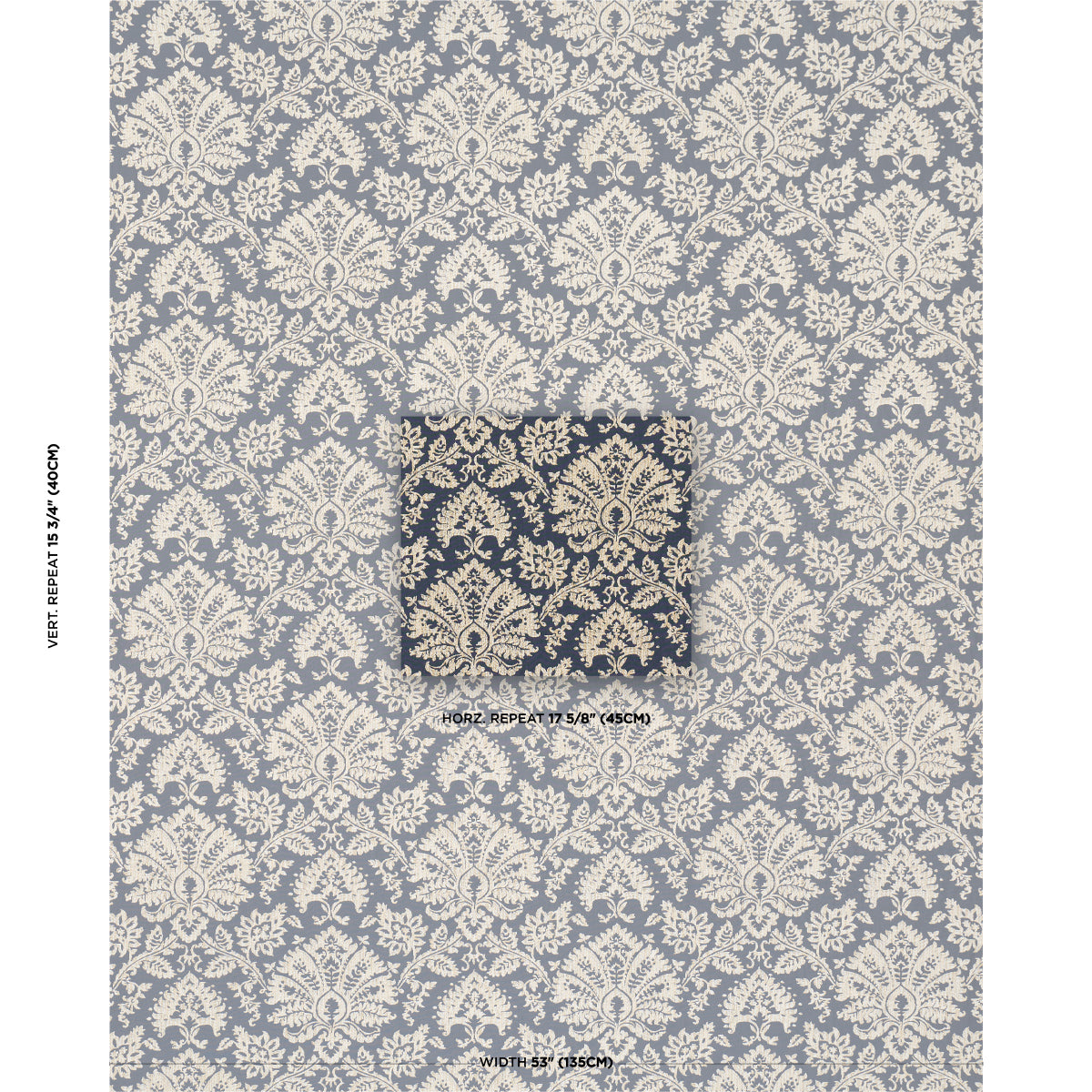 Gianna Embroidery fabric in indigo color - pattern number 86161 - by Schumacher in the Acquerello collection