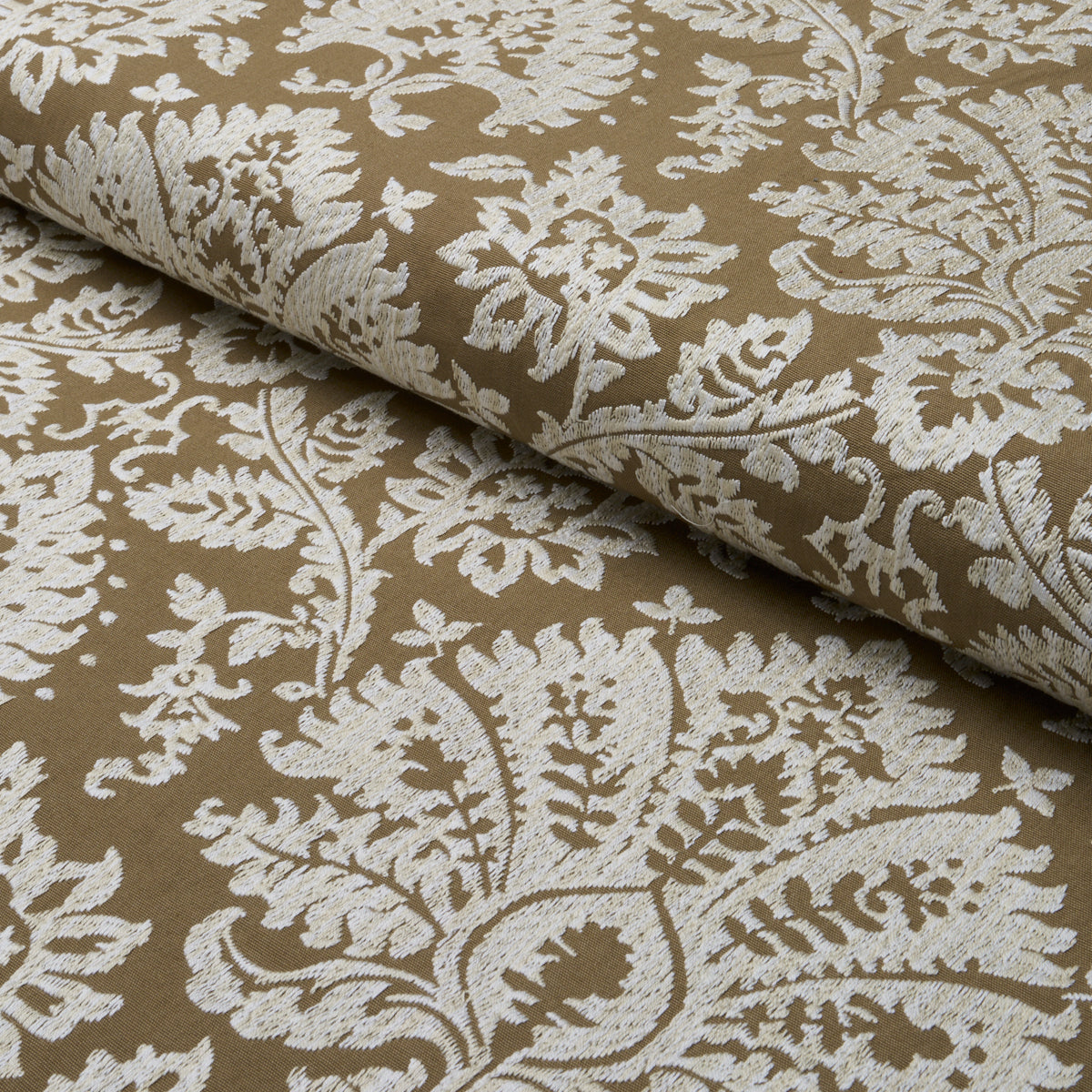 Gianna Embroidery fabric in caramel color - pattern number 86162 - by Schumacher in the Acquerello collection