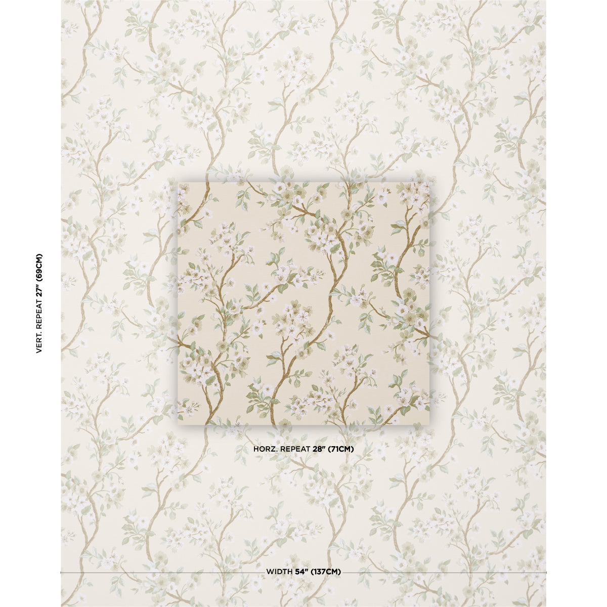 Cherry Blossom fabric in citron color - pattern number 86220 - by Schumacher in the Schumacher Classics collection