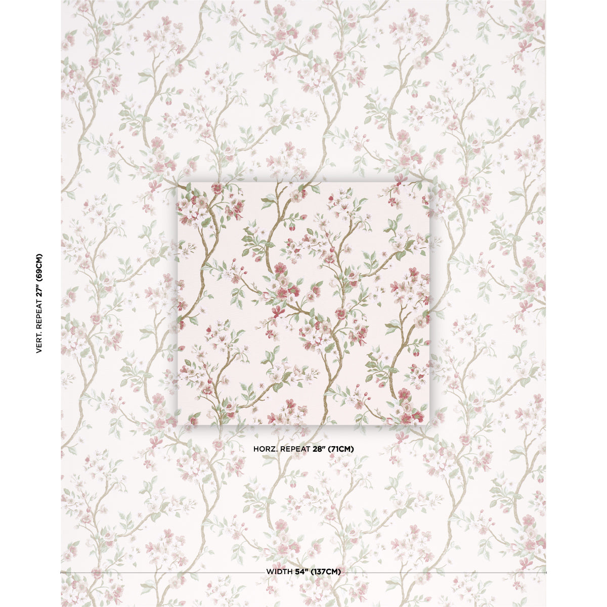 Cherry Blossom fabric in cherry color - pattern number 86221 - by Schumacher in the Schumacher Classics collection