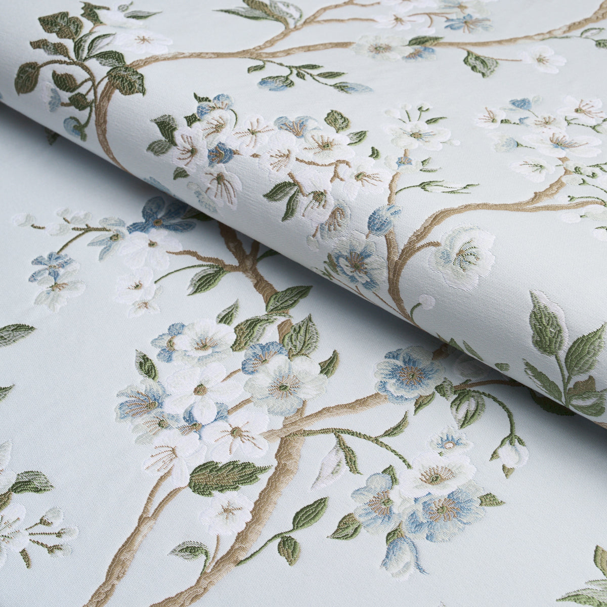 Cherry Blossom fabric in sky color - pattern number 86222 - by Schumacher in the Schumacher Classics collection