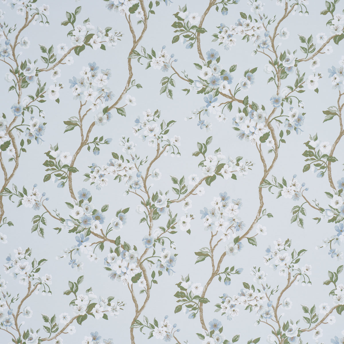 Cherry Blossom fabric in sky color - pattern number 86222 - by Schumacher in the Schumacher Classics collection