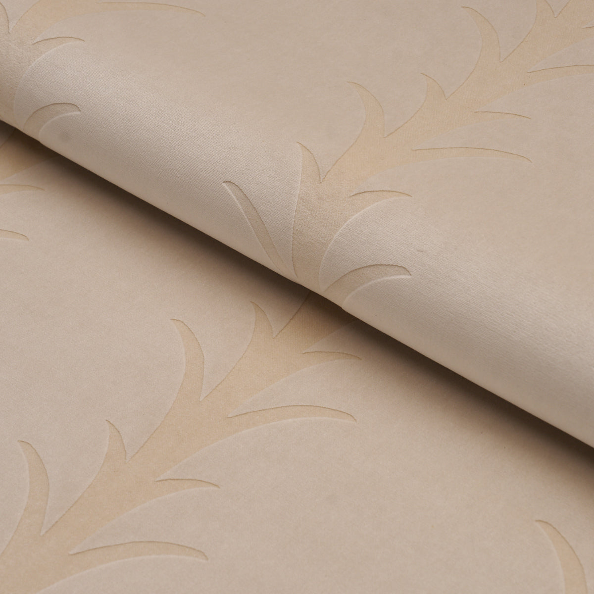 Acanthus Stripe Velvet fabric in mistral sand color - pattern number 86450 - by Schumacher in the Atelier Paris collection
