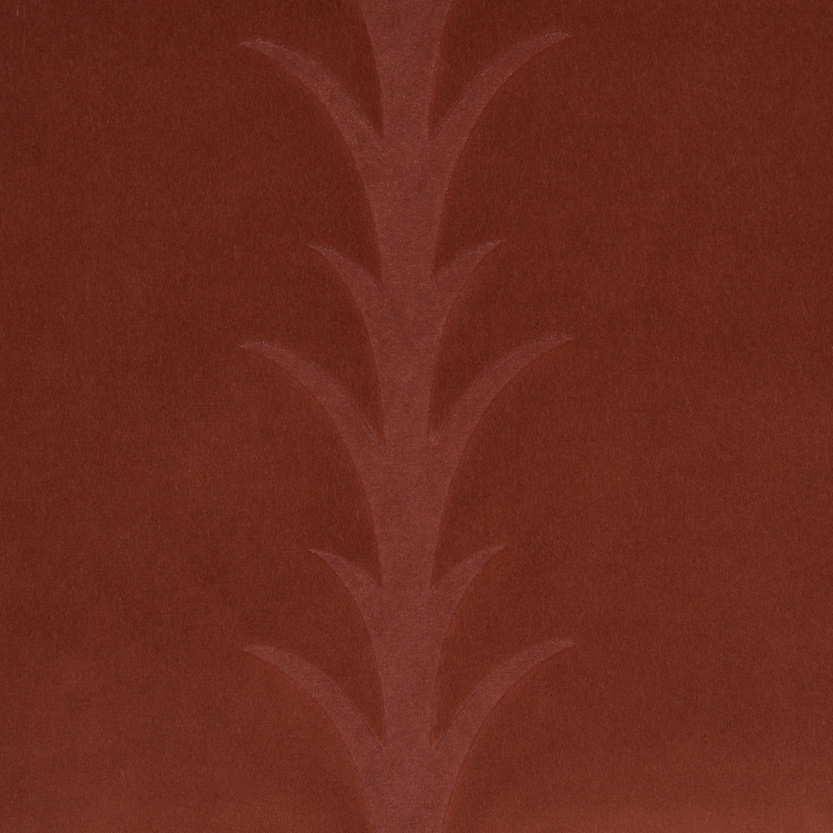 Acanthus Stripe Velvet fabric in terracotta color - pattern number 86452 - by Schumacher in the Atelier Paris collection