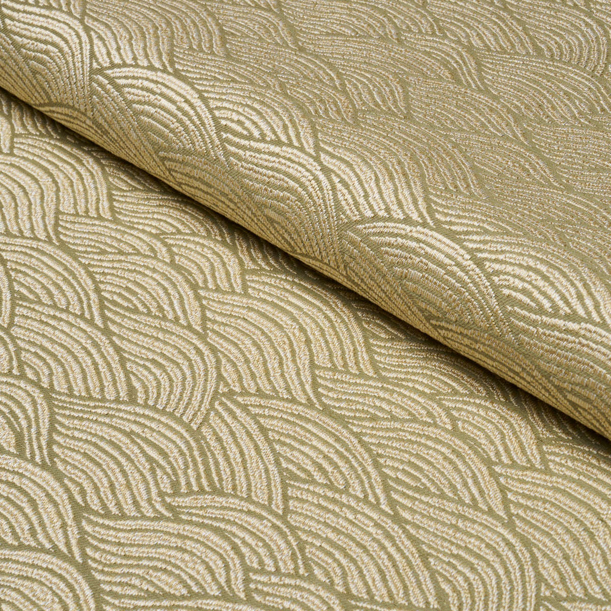 Symphony Scallop fabric in olive color - pattern number 86541 - by Schumacher in the Japonisme collection