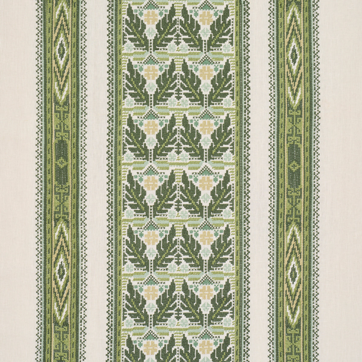 Ayla Embroidery fabric in green color - pattern number 86551 - by Schumacher in the Exquisite Embroideries collection