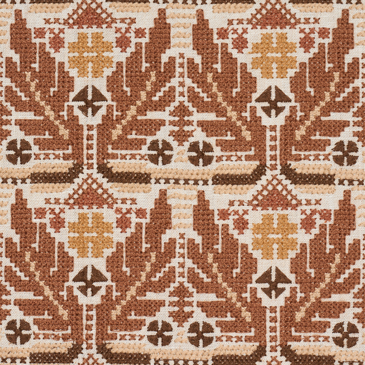 Ayla Embroidery fabric in spice color - pattern number 86552 - by Schumacher in the Exquisite Embroideries collection