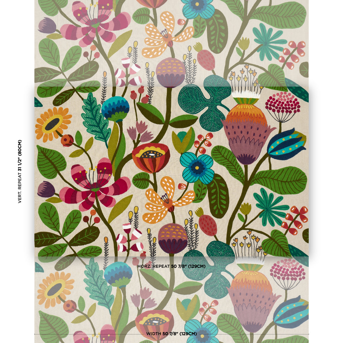 Modern Botanical Embroidery fabric in paradise color - pattern number 86570 - by Schumacher in the Exquisite Embroideries collection