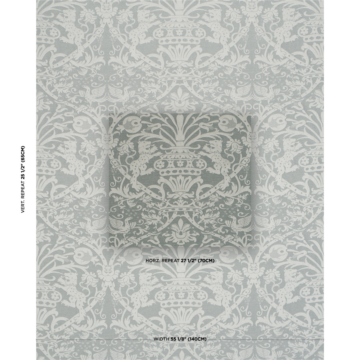 Dougal Damask fabric in mist color - pattern number 86592 - by Schumacher in the A Country Life collection