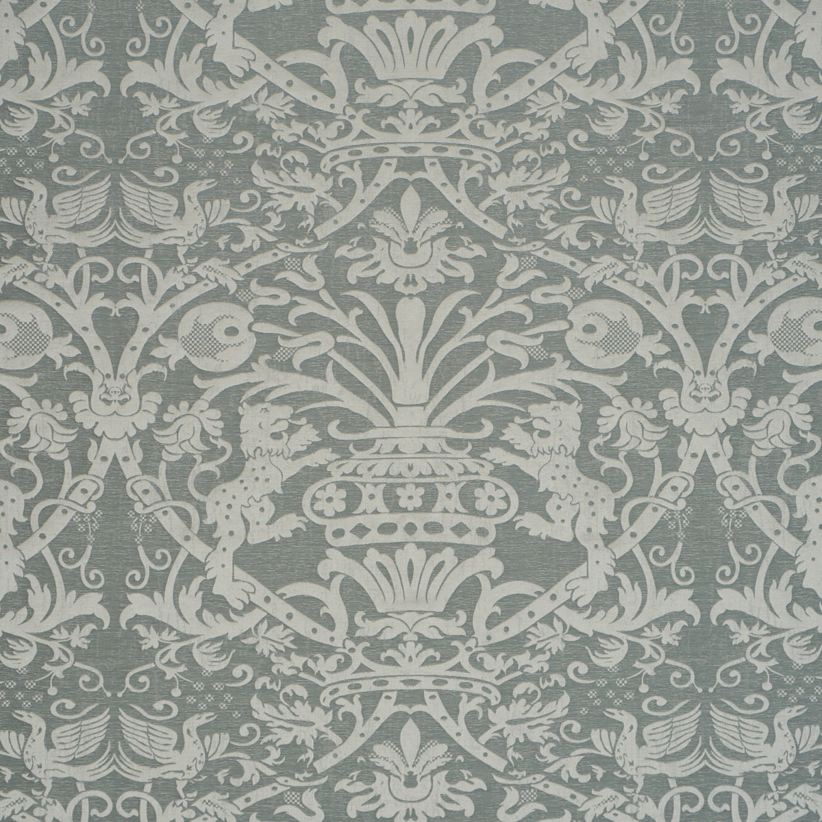 Dougal Damask fabric in mist color - pattern number 86592 - by Schumacher in the A Country Life collection