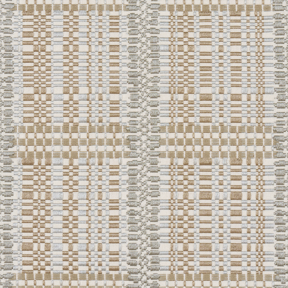 Skyline Plaid fabric in stone color - pattern number 86850 - by Schumacher in the Atelier Paris collection