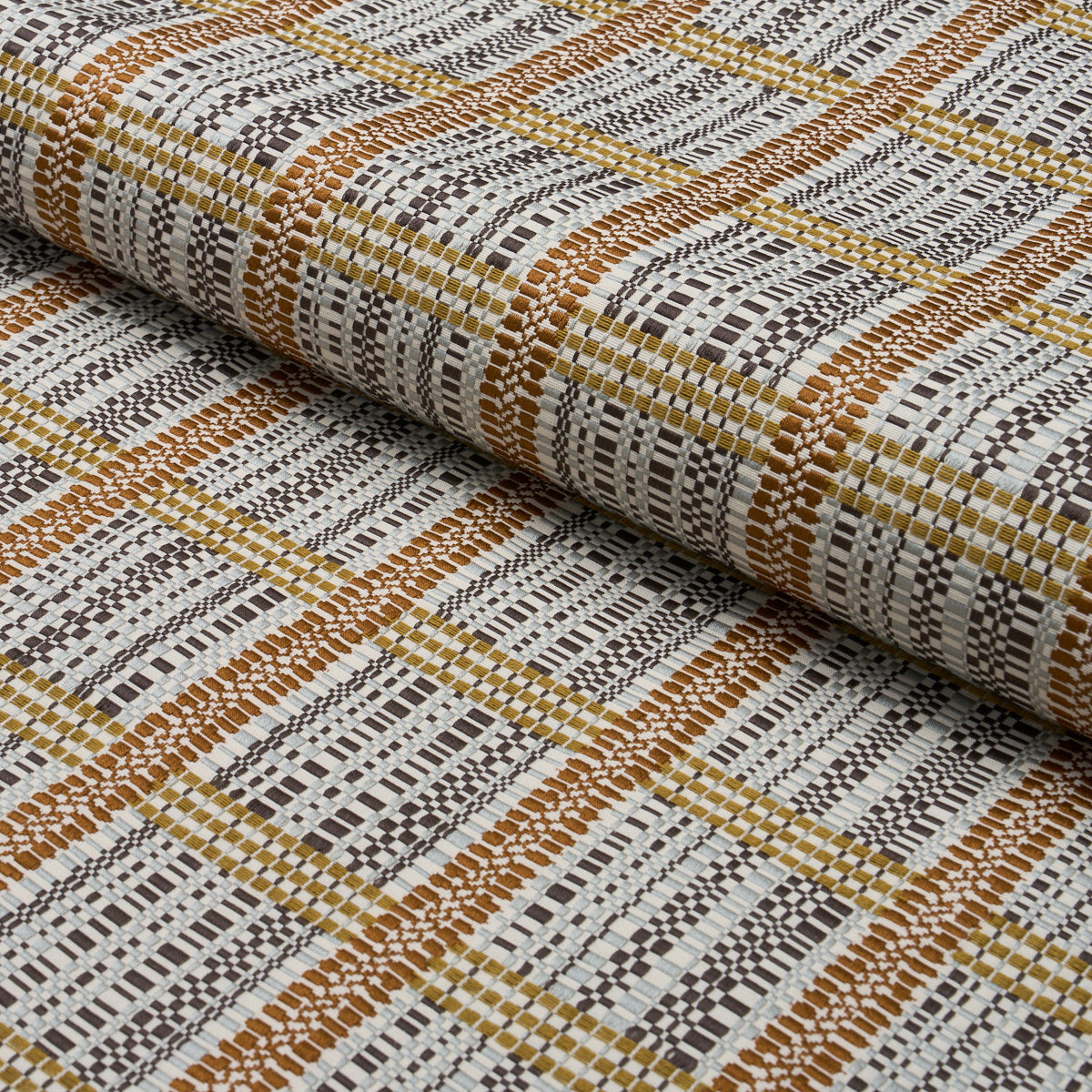 Skyline Plaid fabric in bronze color - pattern number 86852 - by Schumacher in the Atelier Paris collection