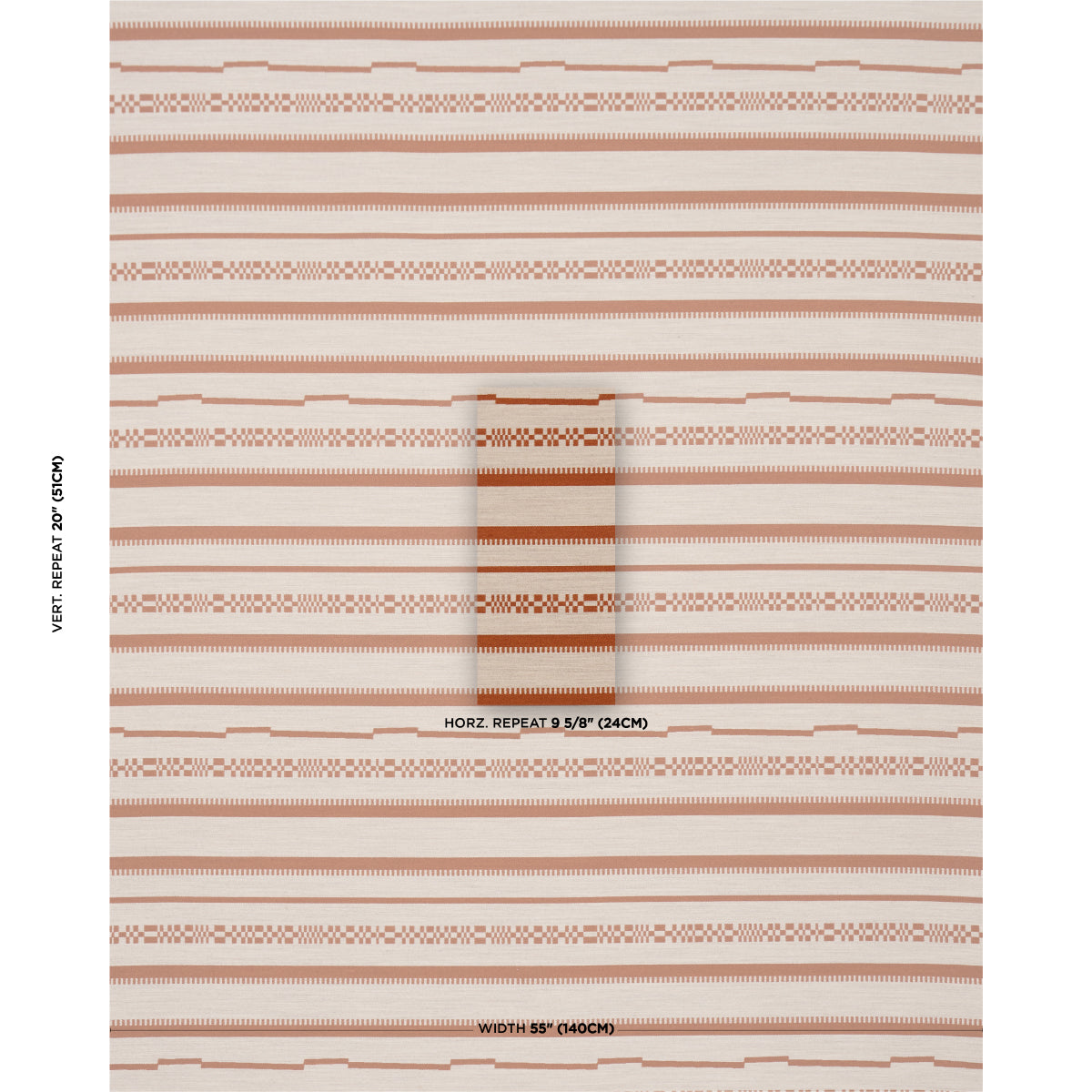 Skyline Stripes Reversible fabric in burnt orange color - pattern number 86872 - by Schumacher in the Atelier Paris collection