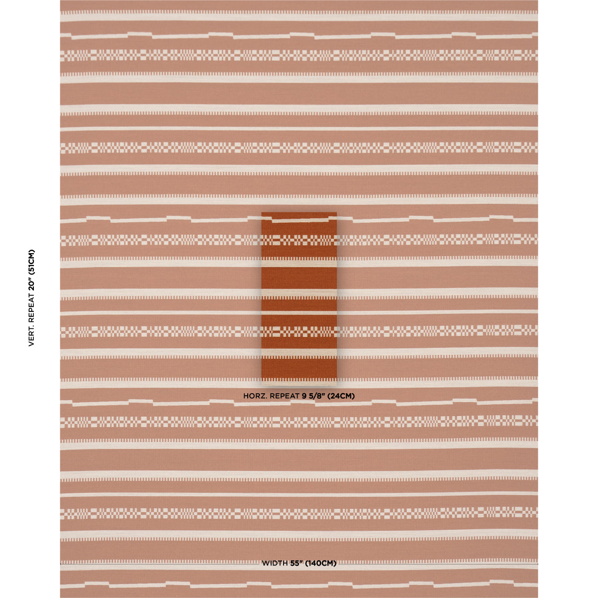 Skyline Stripes Reversible fabric in burnt orange color - pattern number 86872 - by Schumacher in the Atelier Paris collection