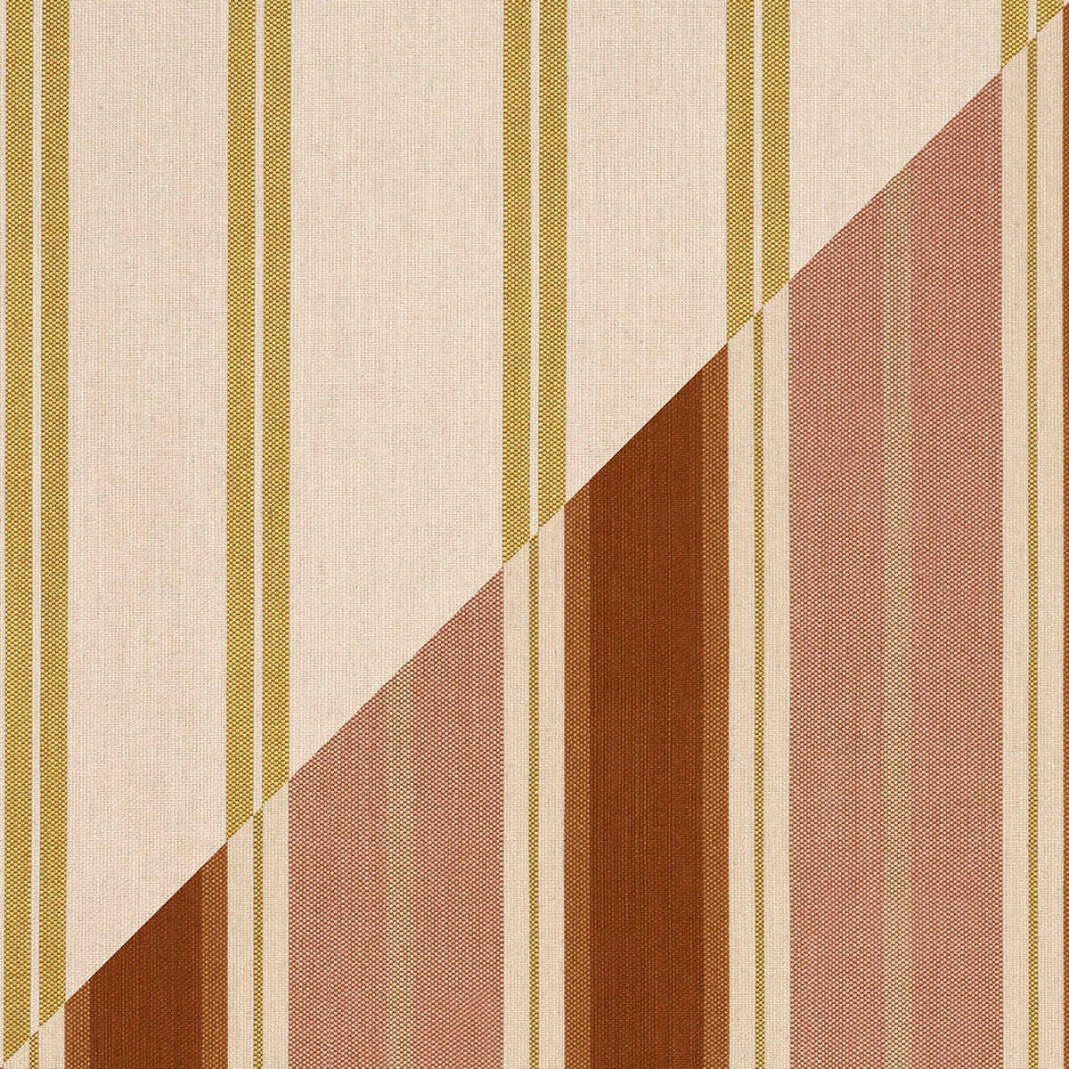 Double Face Stripes fabric in terracotta lime color - pattern number 86880 - by Schumacher in the Atelier Paris collection