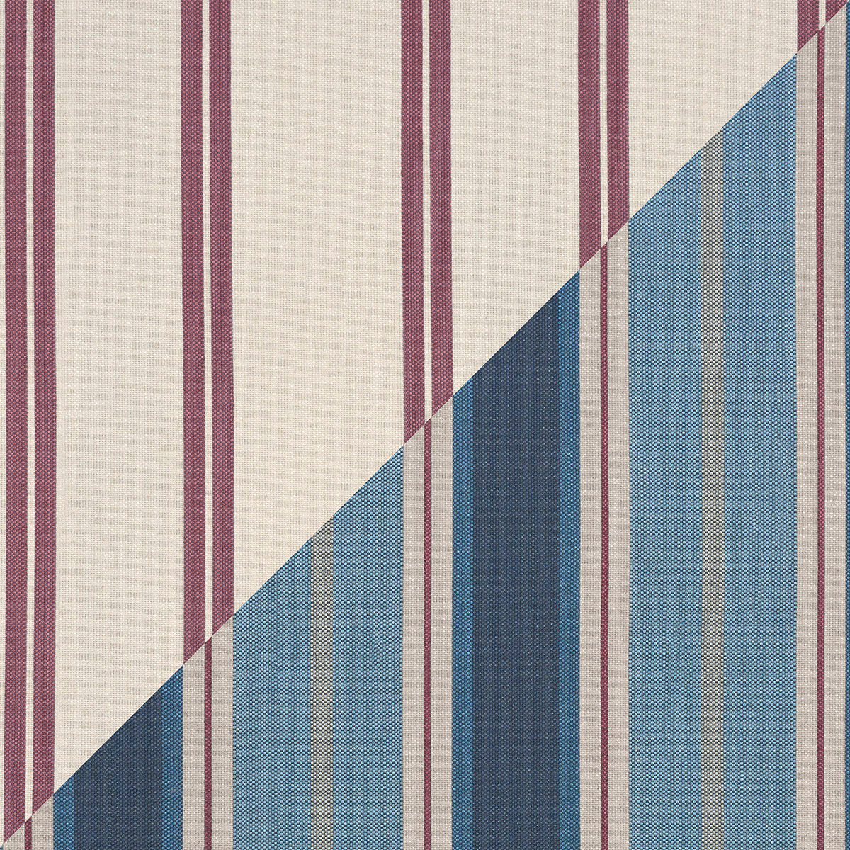 Double Face Stripes fabric in denim rosé color - pattern number 86882 - by Schumacher in the Atelier Paris collection