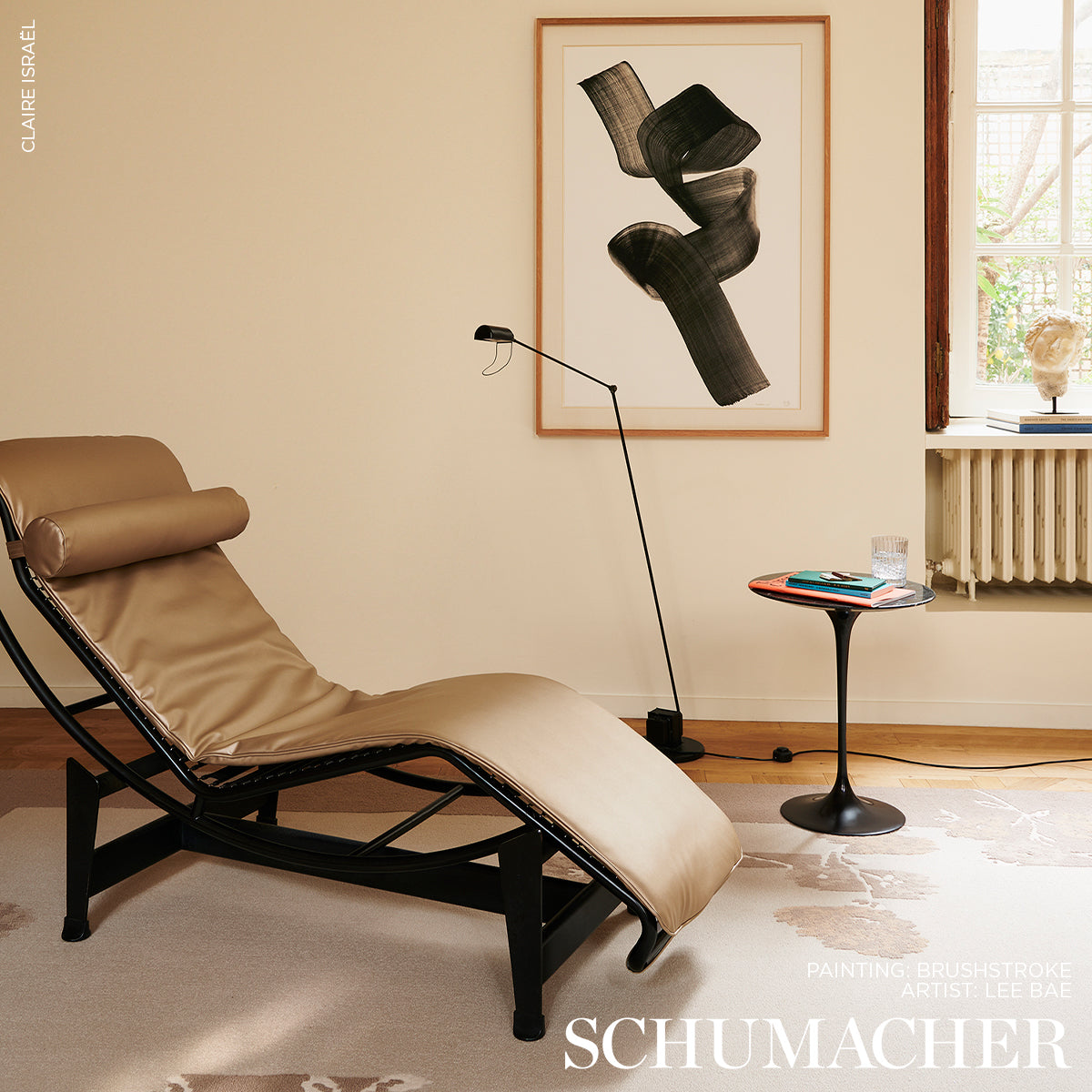 Metallic Vegan Leather Outdoor fabric in dune color - pattern number 86991 - by Schumacher in the Atelier Paris collection