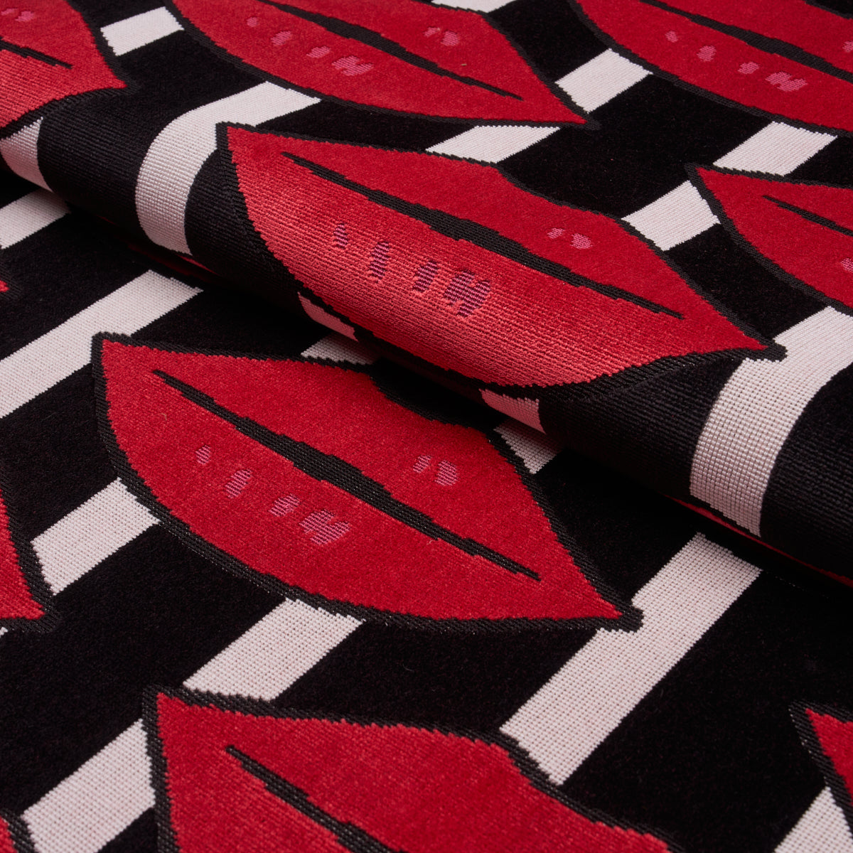 Amuse Bouche fabric in Lipstick Red color - pattern number 87060 - by Schumacher in the Johnson Hartig collection