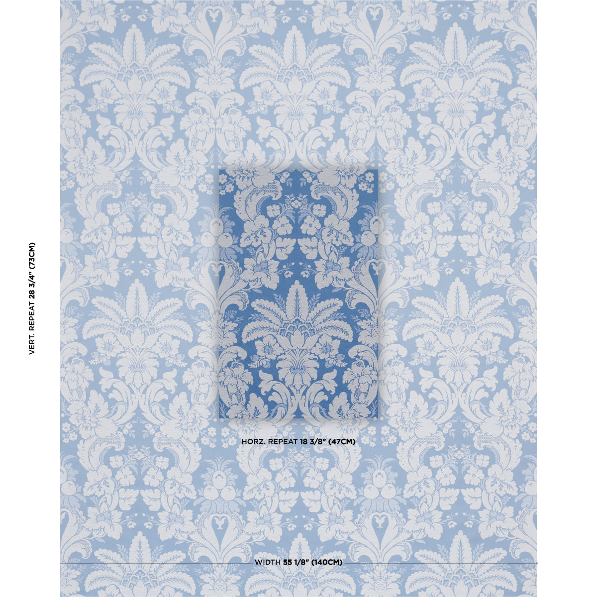 Kennedy Damask fabric in cobalt color - pattern number 87093 - by Schumacher in the Mark D. Sikes collection
