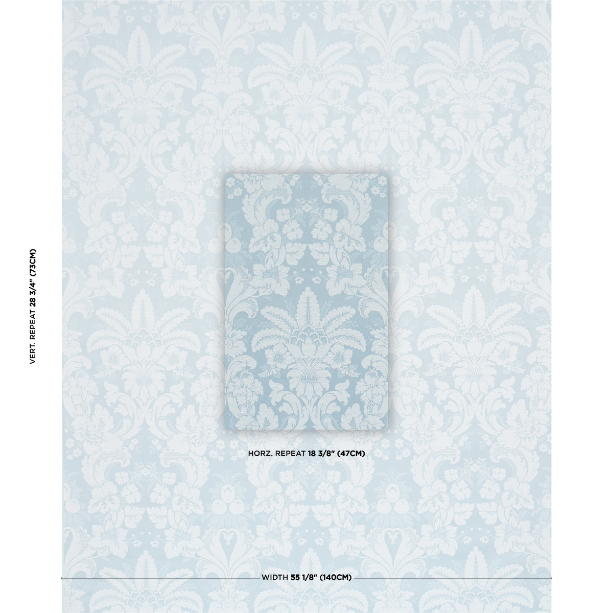 Kennedy Damask fabric in robin&