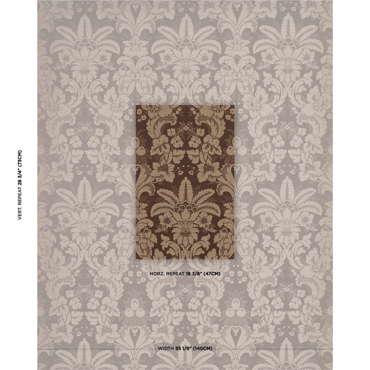 Kennedy Damask fabric in brown color - pattern number 87095 - by Schumacher in the Mark D. Sikes collection