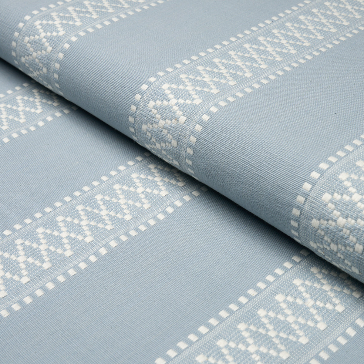 Shannon Stripe fabric in Sky color - pattern number 87200 - by Schumacher in the Woven Essentials collection