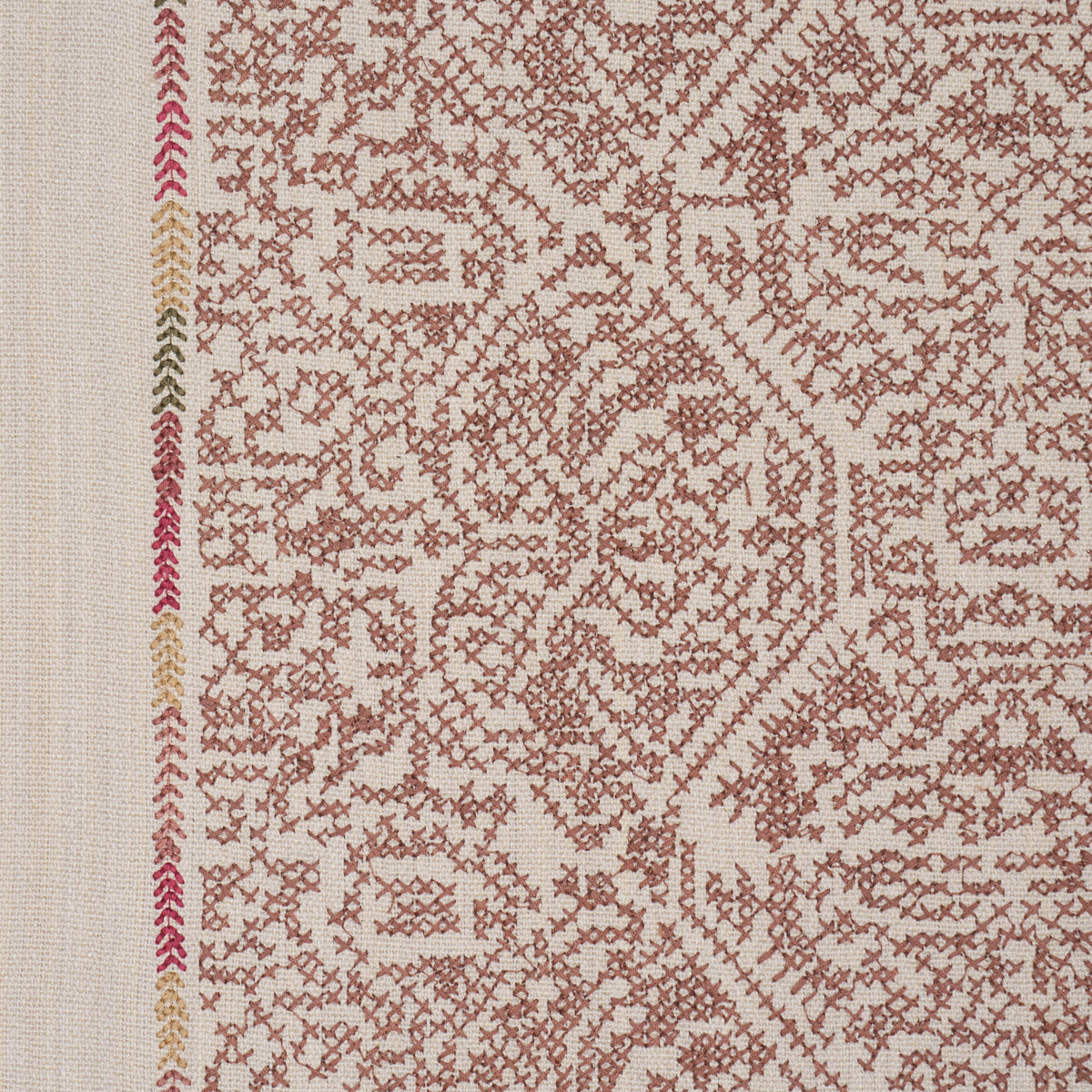Orion Embroidery fabric in Clay color - pattern number 87270 - by Schumacher in the Bohemia collection
