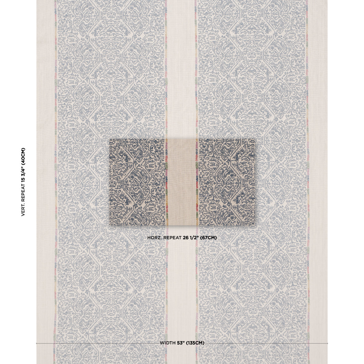 Orion Embroidery fabric in Indigo color - pattern number 87271 - by Schumacher in the Bohemia collection