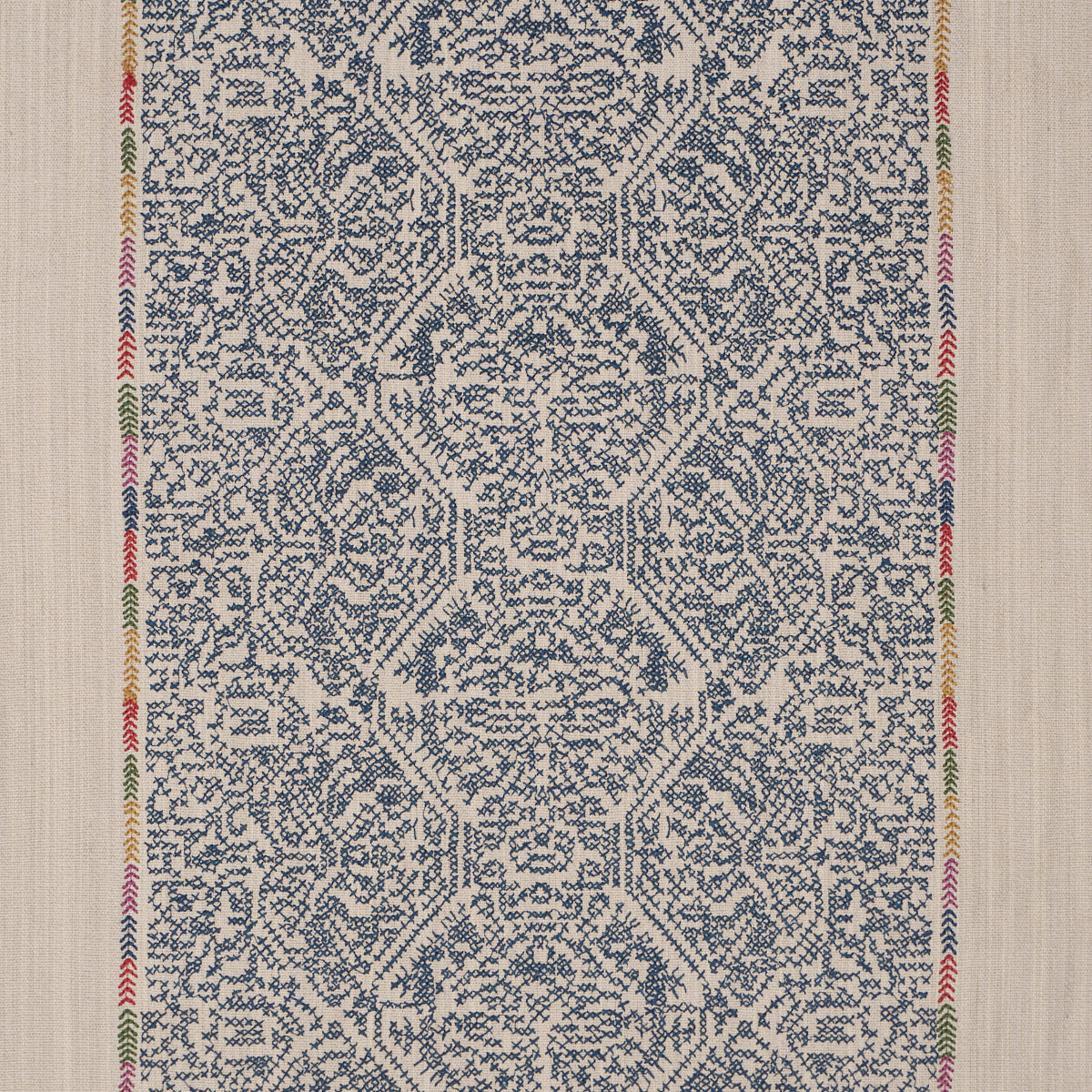 Orion Embroidery fabric in Indigo color - pattern number 87271 - by Schumacher in the Bohemia collection