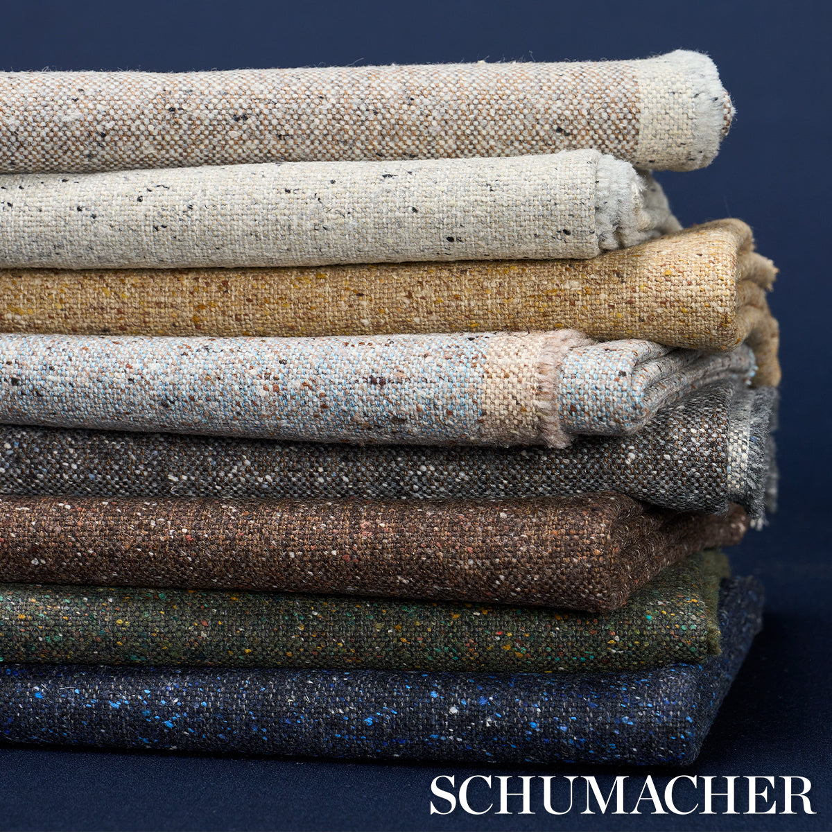 Clarke Donegal Wool Blend fabric in Navy color - pattern number 87316 - by Schumacher in the Patterson Flynn collection