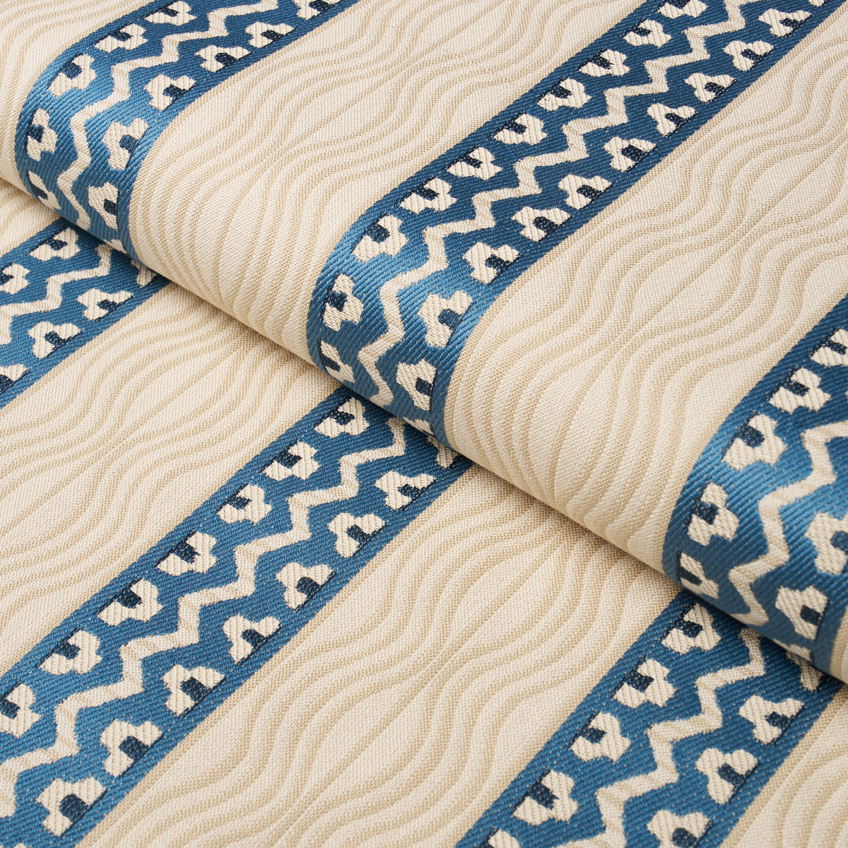 Creme Anglaise fabric in English Cream/Denim Blue color - pattern number 87450 - by Schumacher in the Johnson Hartig collection