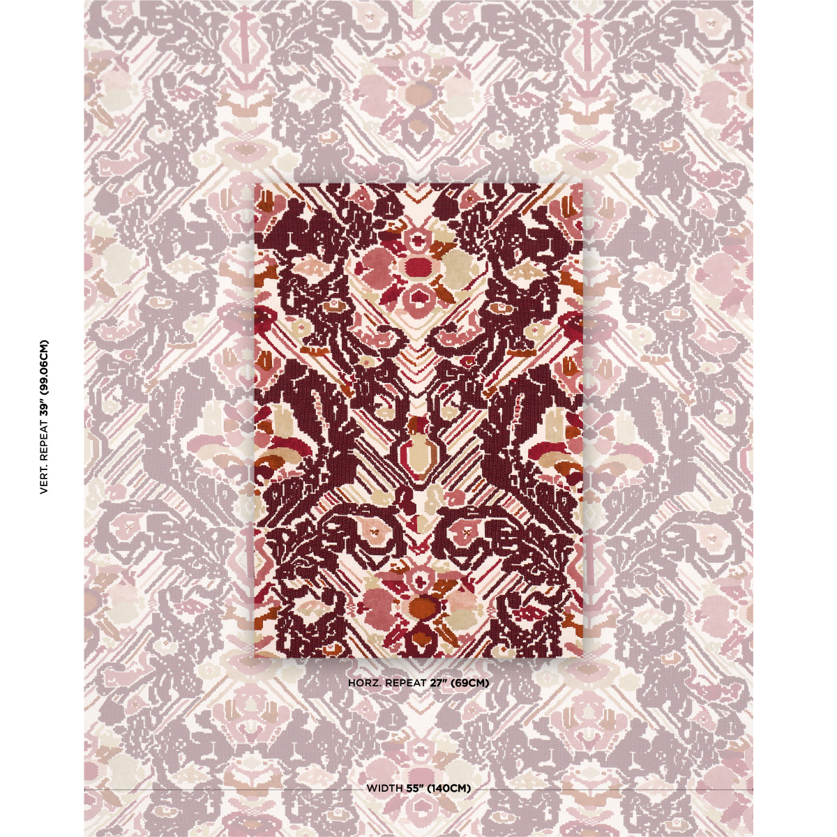 Reversible Digital Damask fabric in merlot color - pattern number 87551 - by Schumacher in the Atelier Paris collection