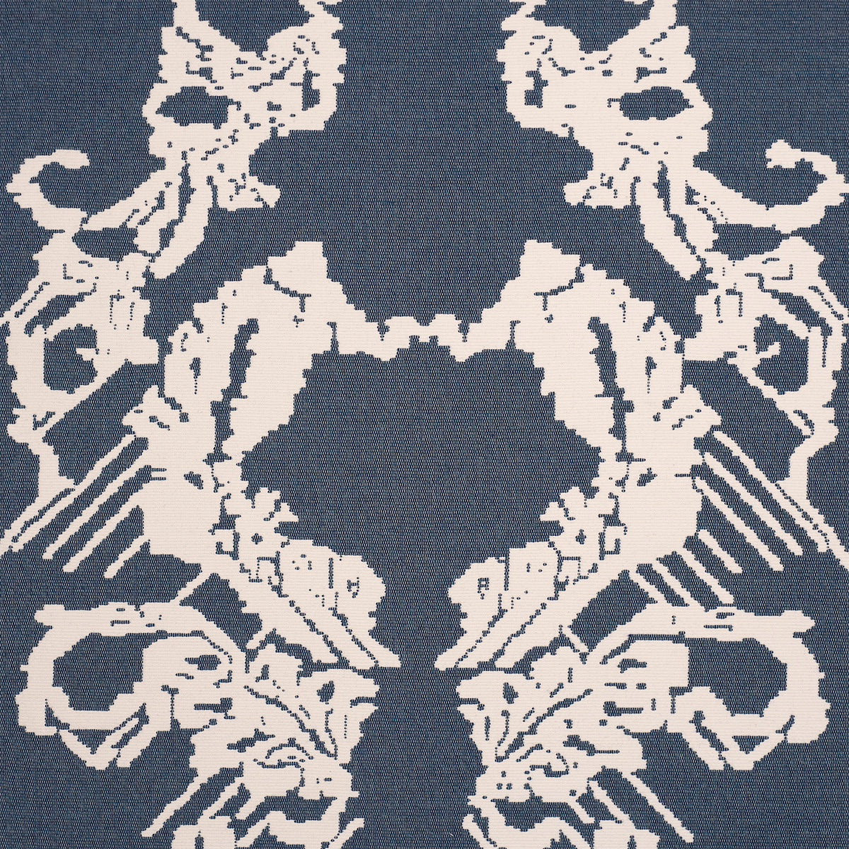 Reversible Digital Damask fabric in denim color - pattern number 87552 - by Schumacher in the Atelier Paris collection